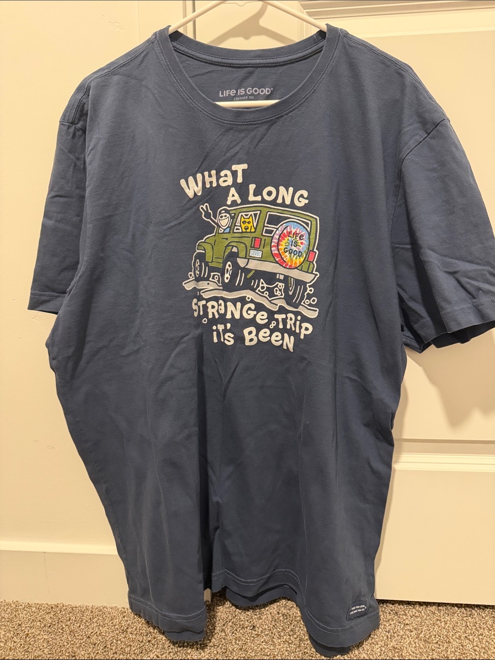 Life Is Good Blue Short-Sleeve Tee with Road Trip Van Graphic
